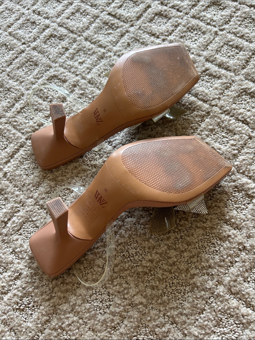 Zara Silver Jewel Bow Slingback Heeled Sandals. Worn once. Like new condition. - Picture 2 of 2